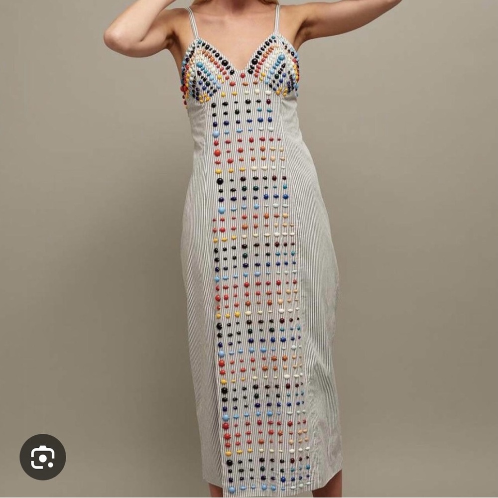 Rosie Assoulin Resort 2019 Multicolor Beaded Midi Dress